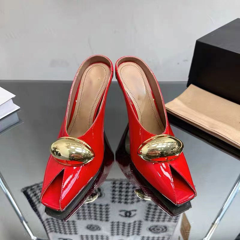Square Toe Patent Leather High Heel Pumps With Buckle Strap | Women's Dress Shoes