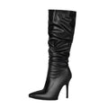 Women's Glossy Patent Leather Over-the-Knee Boots – Chunky Stiletto Heel, Side Zipper, Pointed Toe