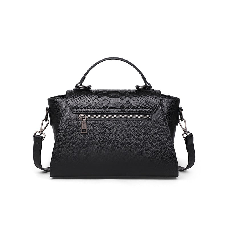 Women's Genuine Leather Commuter Shoulder Bag – Crocodile Pattern, Large Capacity