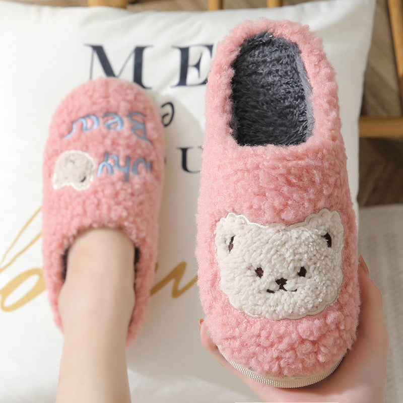 Unisex Bear Plush House Slippers | Anti-Slip Warm Indoor Shoes