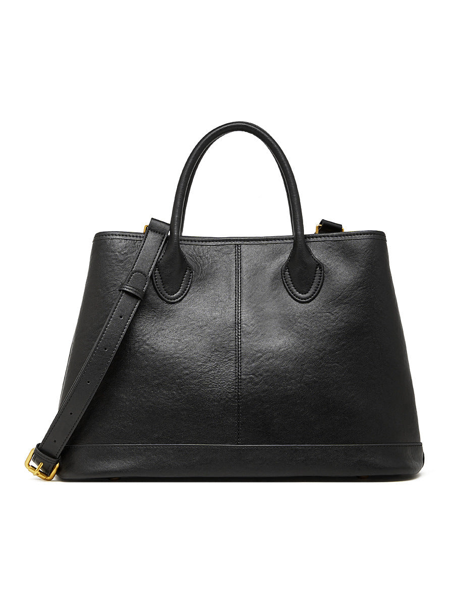 Women's Genuine Leather Tote Crossbody Bag – Top-Grain Cowhide, High-Capacity Everyday Shoulder Bag