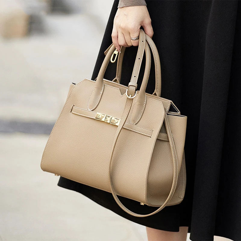 Women's Top-Grain Leather Tote Bag | Premium Structured Handbag