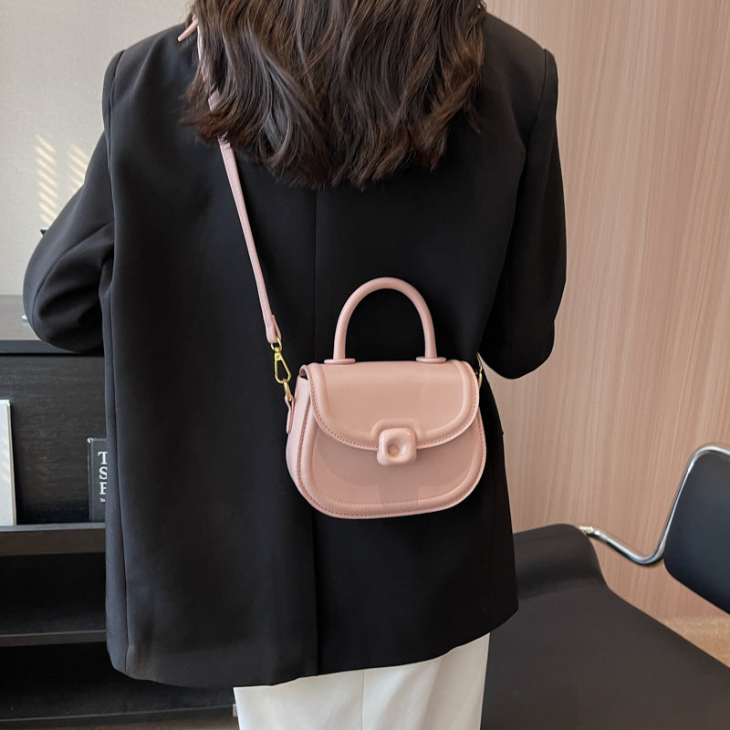 Women's Round Crossbody Bag - PU Leather Shoulder Bag with Adjustable Strap