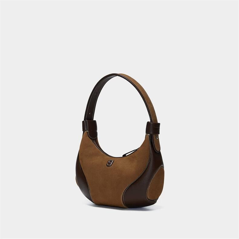 Women's Genuine Leather Crescent Crossbody Bag - Underarm Shoulder Bag with Multiple Compartments