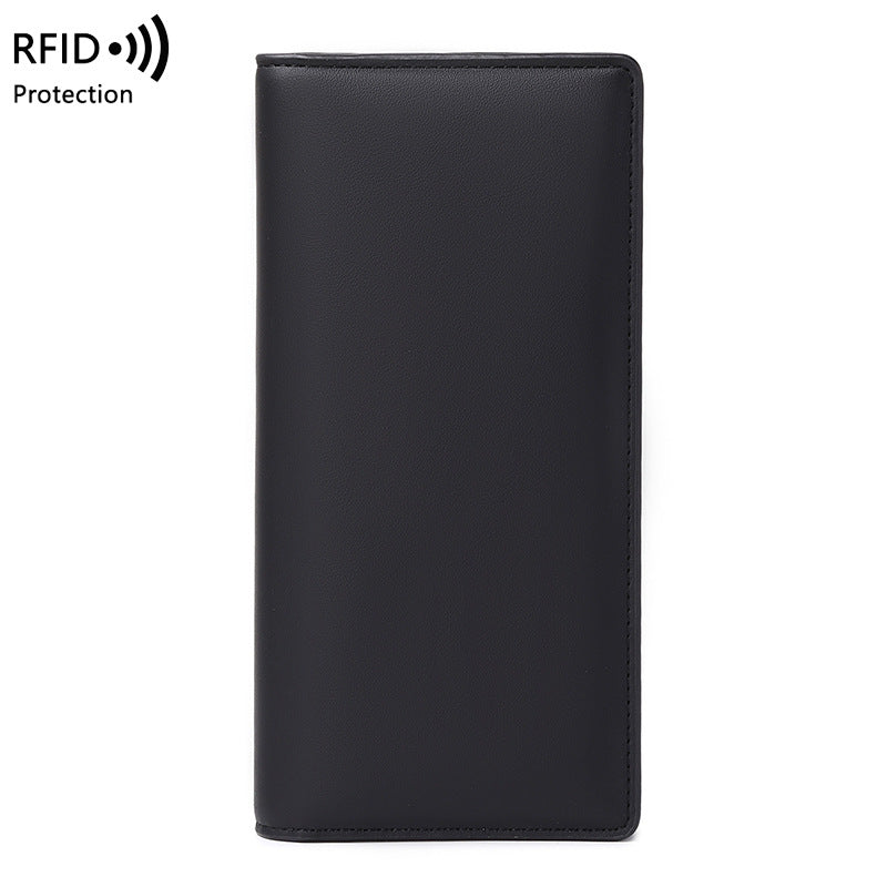 RFID Anti-Theft Wallet PU Leather Zipper Bifold with Multiple Card Slots