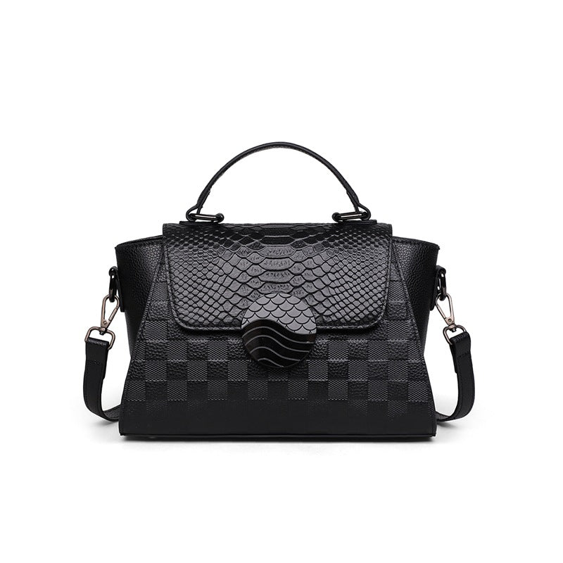 Women's Genuine Leather Commuter Shoulder Bag – Crocodile Pattern, Large Capacity
