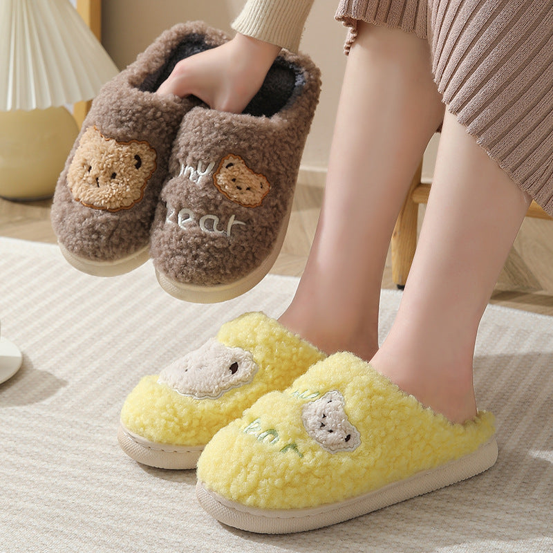 Unisex Bear Plush House Slippers | Anti-Slip Warm Indoor Shoes