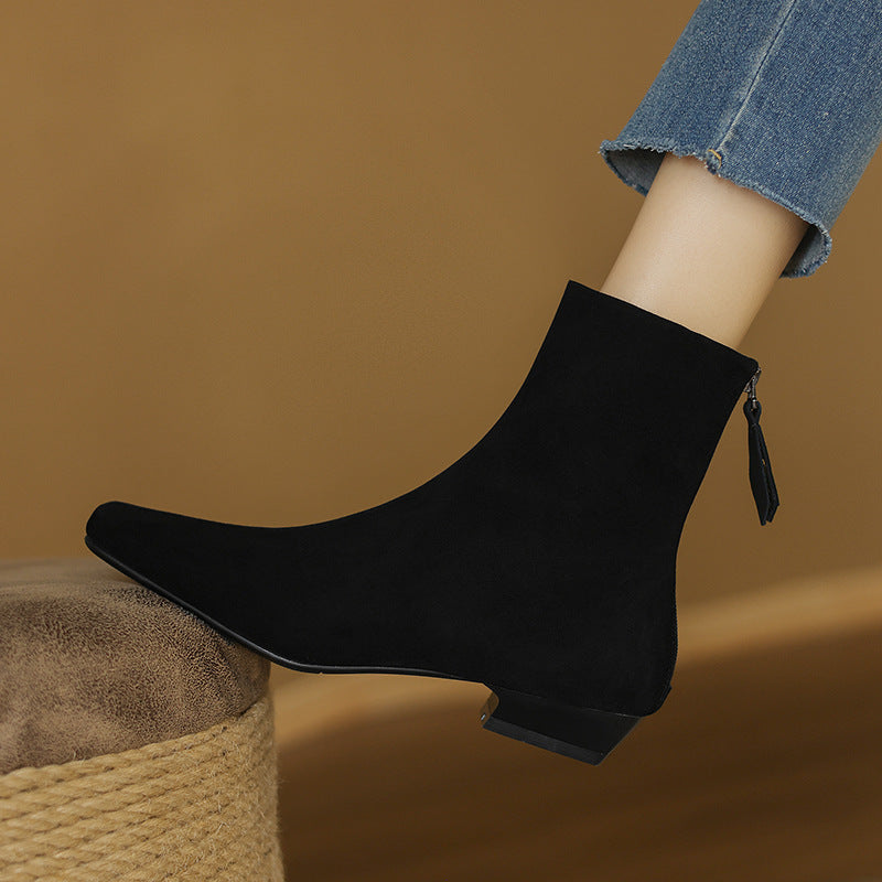 Suede Leather Ankle Boots