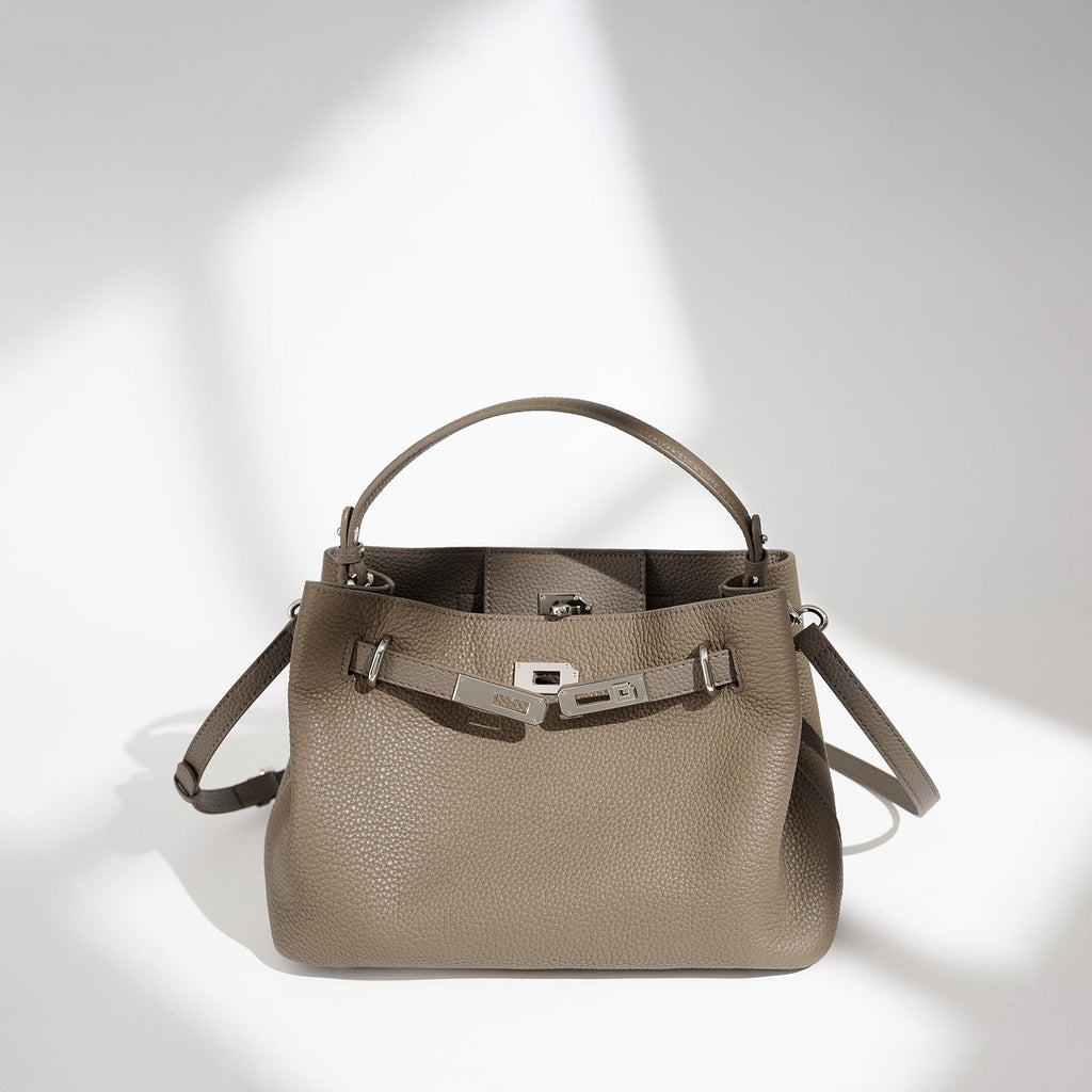 Genuine Leather Crossbody Tote Kelly Bag - Women's Handbag with Double Shoulder Straps
