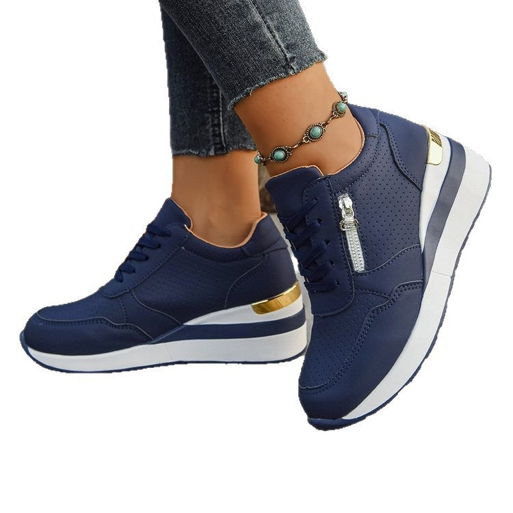 Casual Lightweight Athletic Sneakers for Women | Round Toe High-Top Sports Shoes | Blue, Black, Gray
