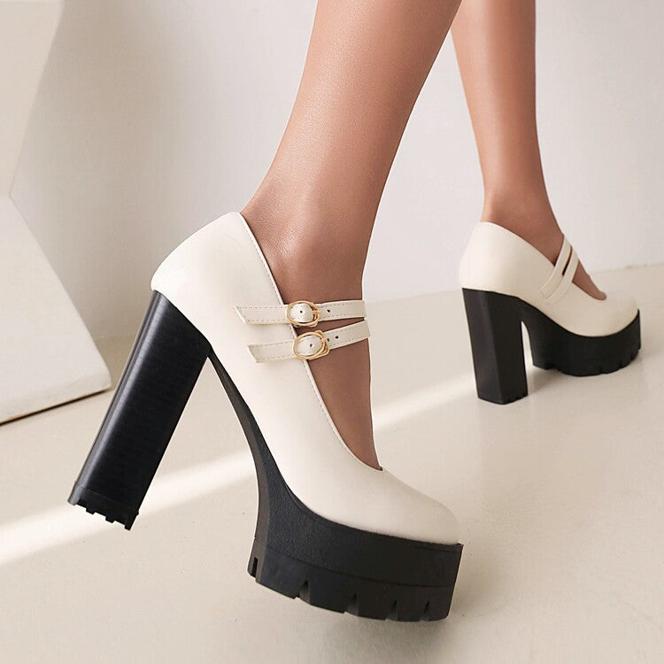 Women's Chunky Heel Pointed Toe Pumps - Plus Size High Heels 8cm
