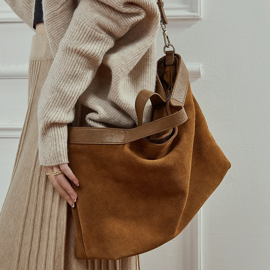 High-Capacity Genuine Leather Commuter Tote Bag