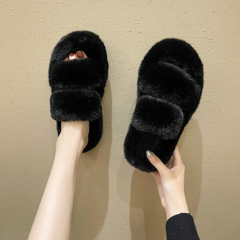 Women's Fuzzy House Slippers | Faux Fur Fluffy Bedroom Slides