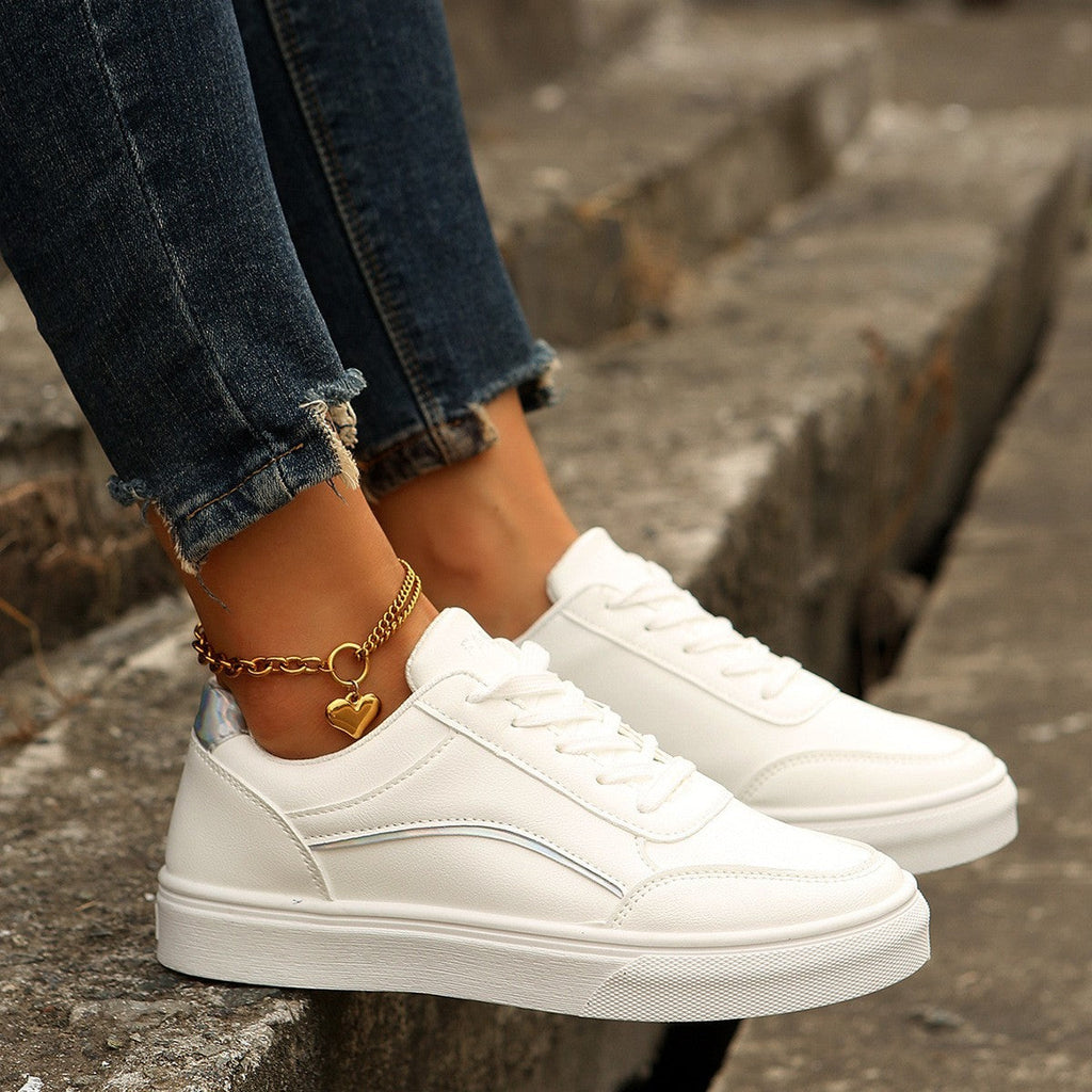 Women's Lace-Up Platform Sneakers | Round Toe Thick Sole Casual Flats