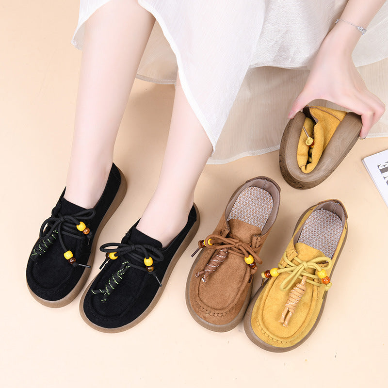 Vintage Beijing Style Women's Flats - Comfortable Low Heel Casual Shoes