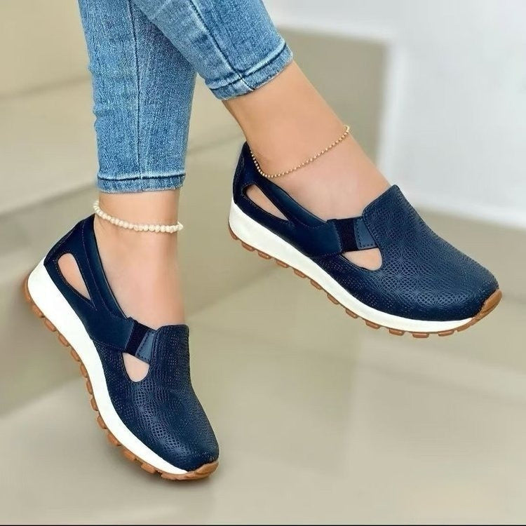 Women's Plus-Size Korean Chunky-Sole Slip-On Flats | Round Toe Mules | EU 36–43