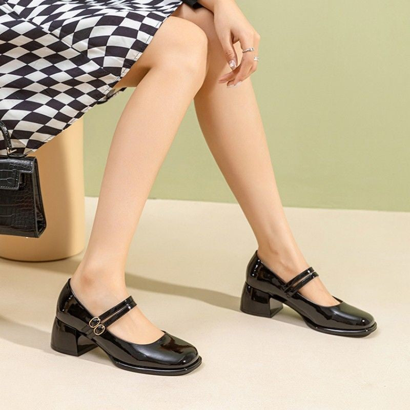 Women's French-Style Chunky Heel Mary Jane Shoes | Spring Summer Heels