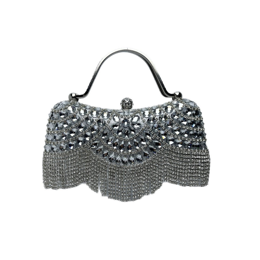 Diamond Tassel Evening Clutch Bag - Crystal Embellished Handbag for Women | Formal Party Purse