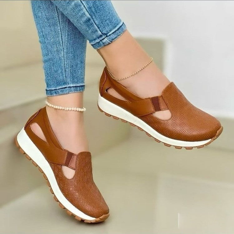 Women's Plus-Size Korean Chunky-Sole Slip-On Flats | Round Toe Mules | EU 36–43