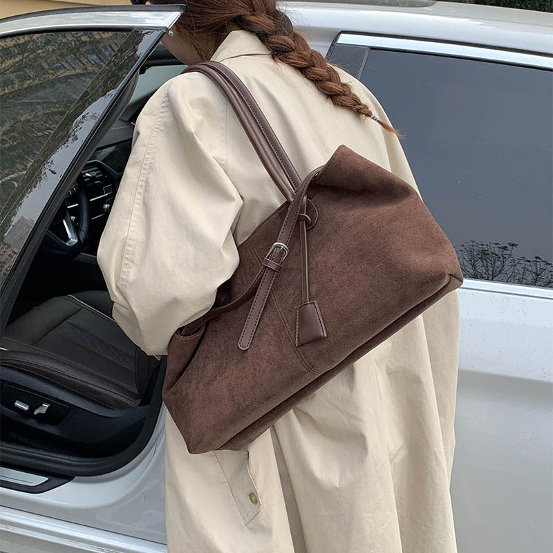 Retro Matte PU Leather Handbag – Urban Minimalist Shoulder Bag for Women