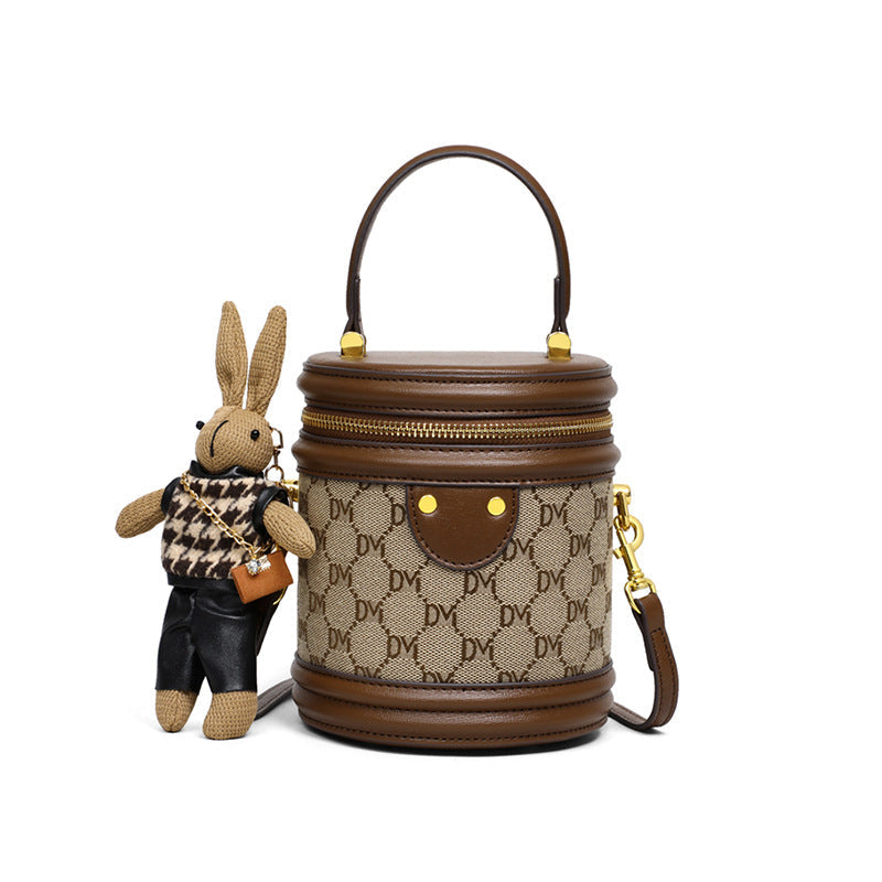 Women's Crossbody Bucket Bag – Synthetic Leather Shoulder Bag with Adjustable Strap