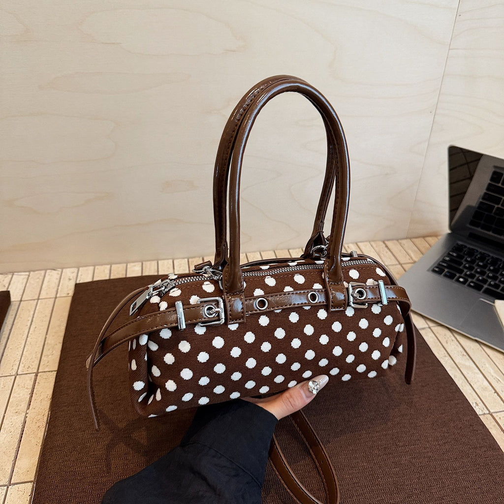 Women's Polka-Dot Tote Bag – PU Leather Pillow Bag with Multiple Compartments