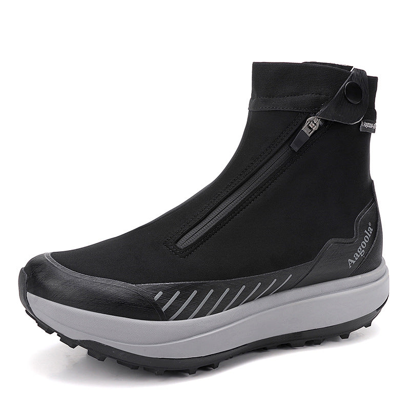 Men's High-Top Hiking Boots - Waterproof Non-Slip Mountaineering Boots with Shock Absorption