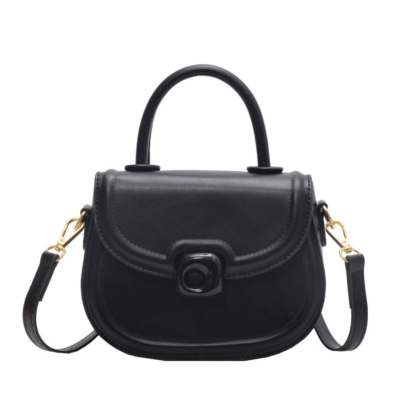 Women's Round Crossbody Bag - PU Leather Shoulder Bag with Adjustable Strap