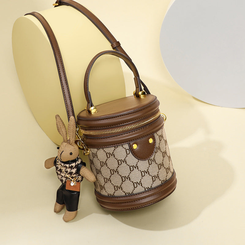 Women's Crossbody Bucket Bag – Synthetic Leather Shoulder Bag with Adjustable Strap