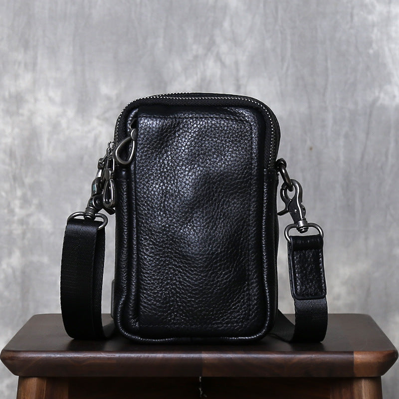 Men's Genuine Leather Small Crossbody Bag – Urban Minimalist Top-Layer Cowhide
