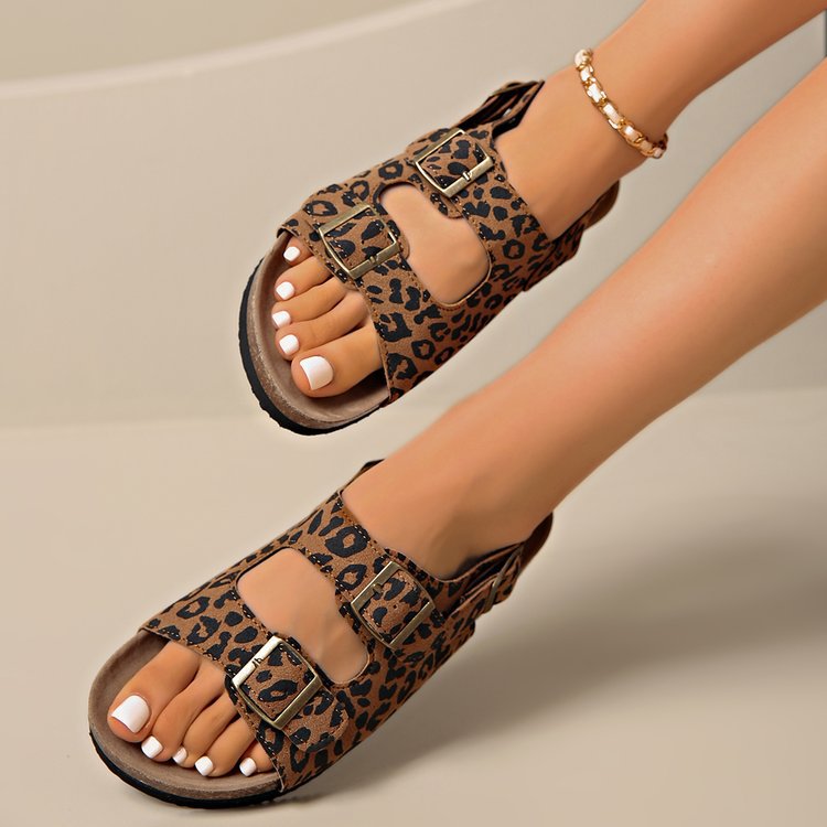 Women's Buckle Strap Flip-Flop Sandals - Soft Sole Comfort Slides