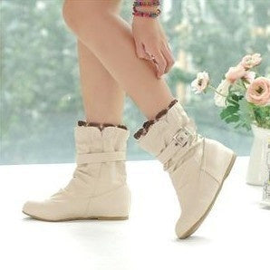 Women's Short Ankle Boots | 3cm Hidden Heel | Plus Sizes | Slip-On PU Leather
