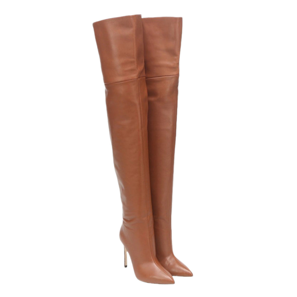 Women's Over-the-Knee Stiletto Boots | Plus-Size Sexy High Heel Slip-On Boots | Brown