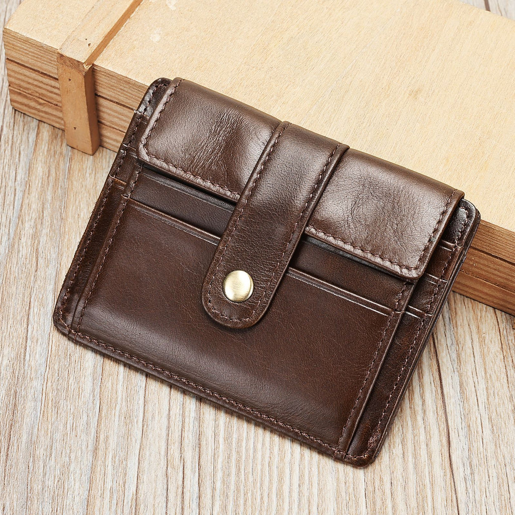 Men's Minimalist Genuine Leather Coin & Transit Card Holder Wallet