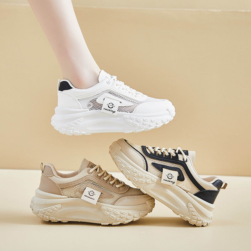 Women's Breathable Mesh Sneakers – Casual Lightweight Lace-Up Shoes