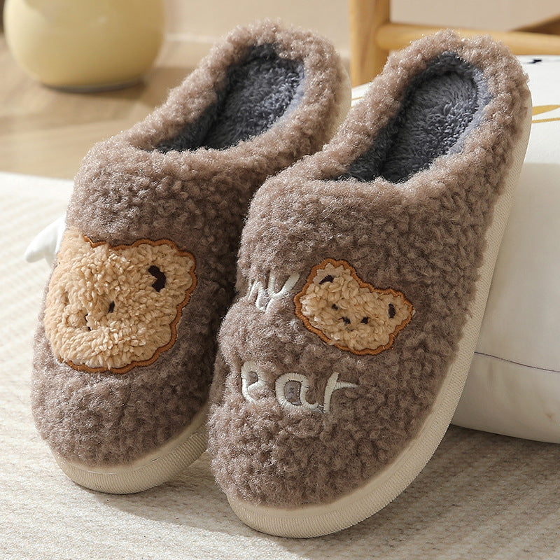 Unisex Bear Plush House Slippers | Anti-Slip Warm Indoor Shoes