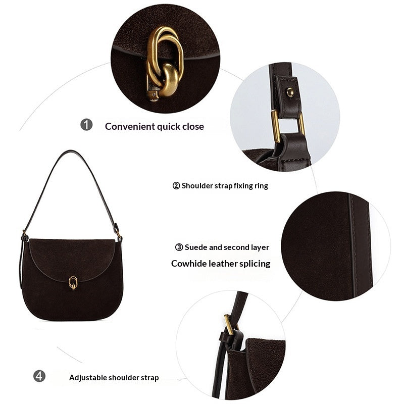 Women's Large-Capacity Genuine Leather Underarm Shoulder Bag – Streetwear Commuter Bag