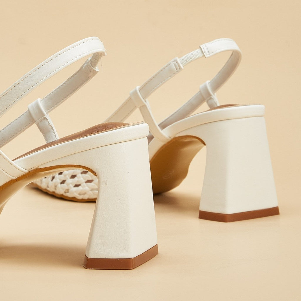 Women's White Woven Mesh Pointed-Toe High Heel Sandals - Elegant Casual Footwear
