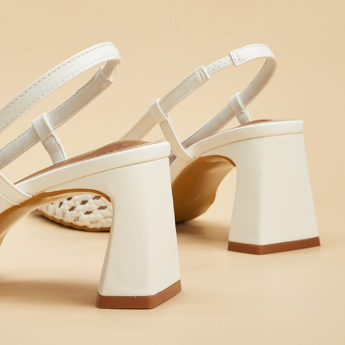 Women's White Woven Mesh Pointed-Toe High Heel Sandals - Elegant Casual Footwear