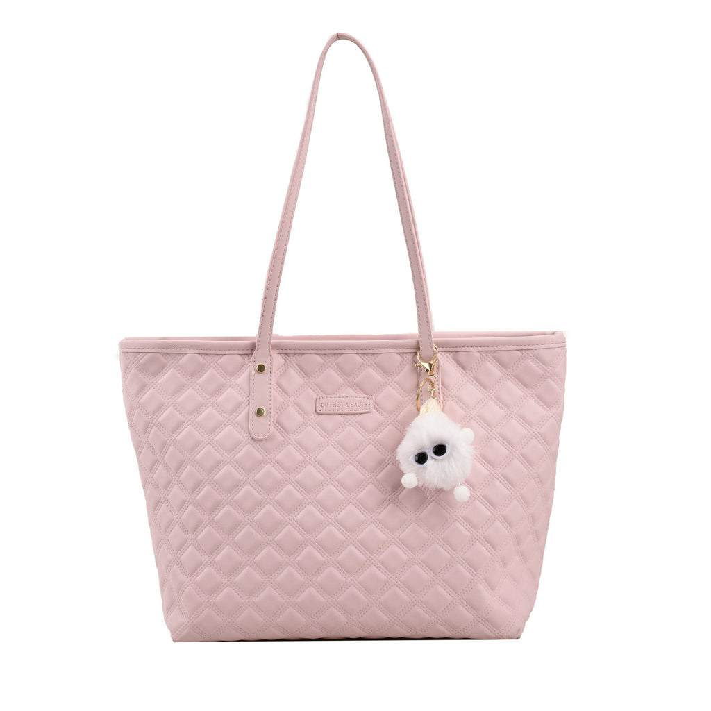 Diamond-Check Commuter Shoulder Bag - Women's PU Leather Crossbody Bag