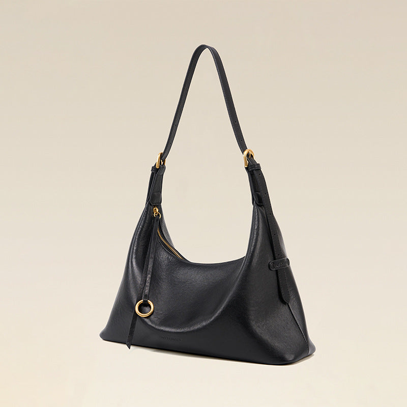 Women's Genuine Leather Underarm Shoulder Bag – Large Capacity Full-Grain Cowhide