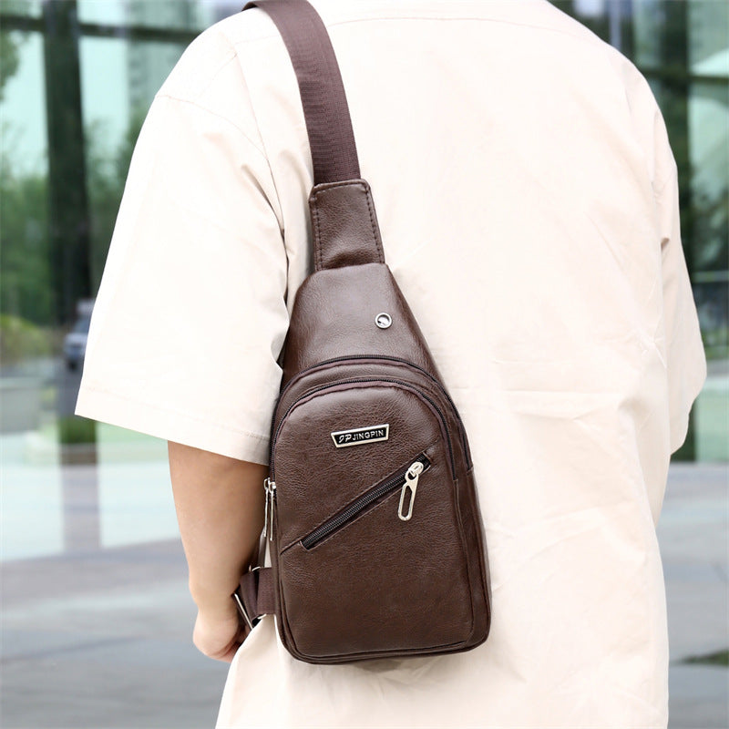 Men's Slim Waterproof PU Crossbody Bag – Lightweight Business Shoulder Bag