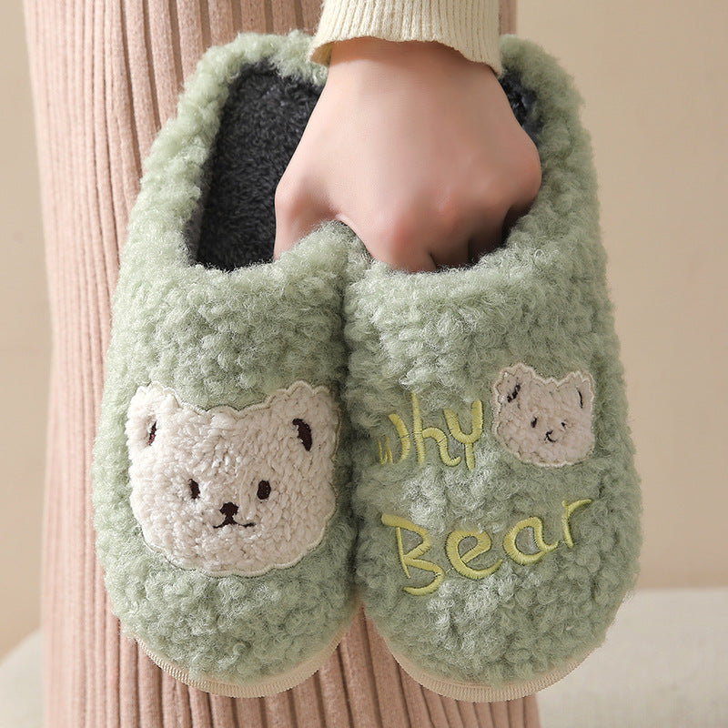 Unisex Bear Plush House Slippers | Anti-Slip Warm Indoor Shoes