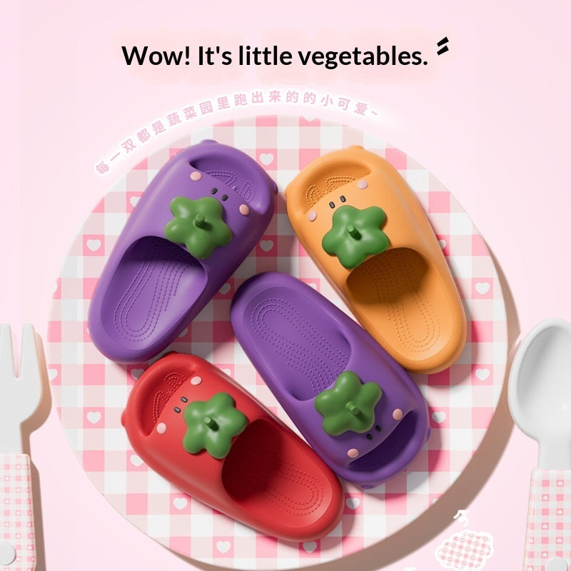 Women's Cartoon Vegetable Slippers - Cute Summer Slides with EVA Comfort Sole