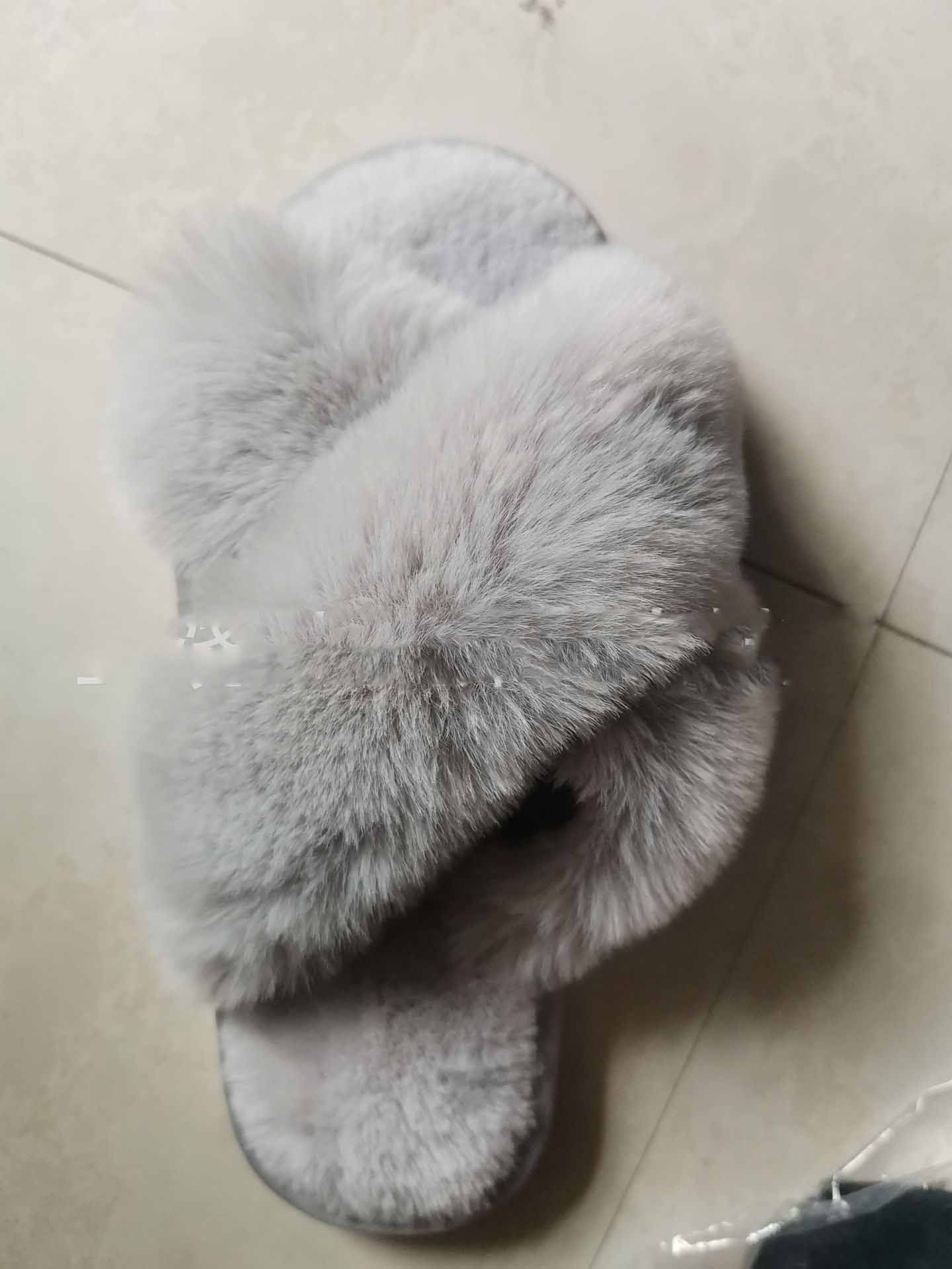 Women's Fluffy Faux Fur Cross Slides | Cozy Indoor Suede Slippers