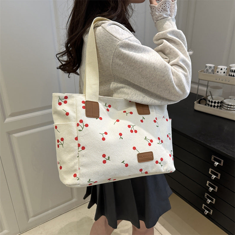 Women's Minimalist Canvas Tote Shoulder Bag – Black, White & Pink | Sarah Express