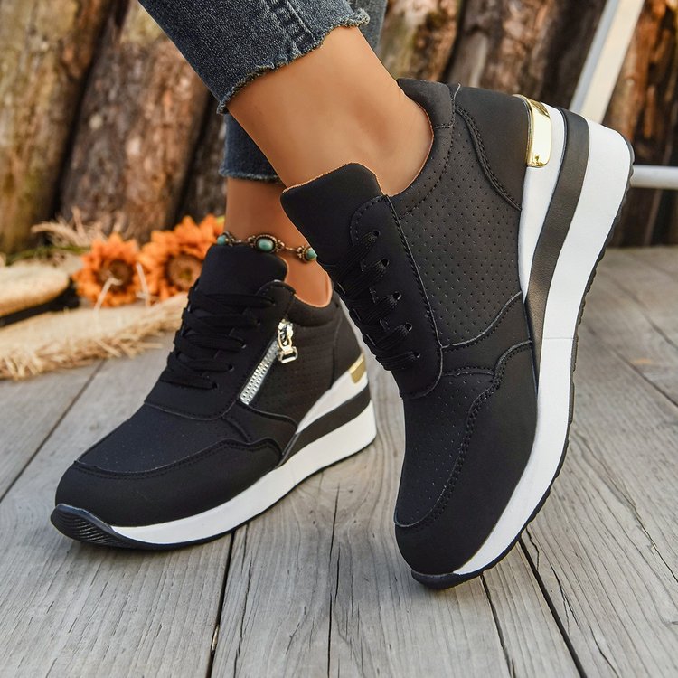 Casual Lightweight Athletic Sneakers for Women | Round Toe High-Top Sports Shoes | Blue, Black, Gray