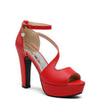 Women's Open-Toe Platform Sandals | Thick Heel PU Fish Mouth Heels