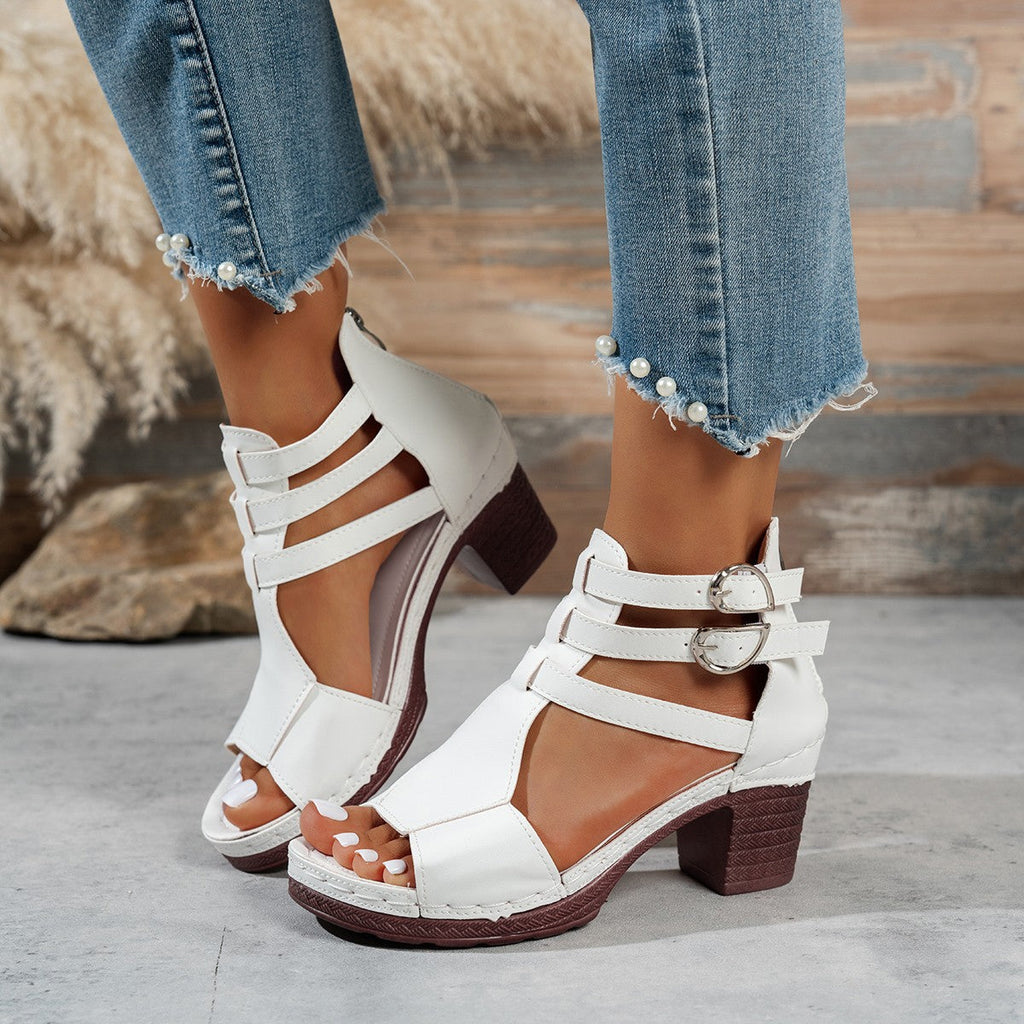 Women's Peep-Toe Wedge High-Heeled Sandals — Casual Stylish PU Wedge Heels