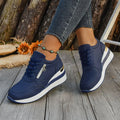 Casual Lightweight Athletic Sneakers for Women | Round Toe High-Top Sports Shoes | Blue, Black, Gray